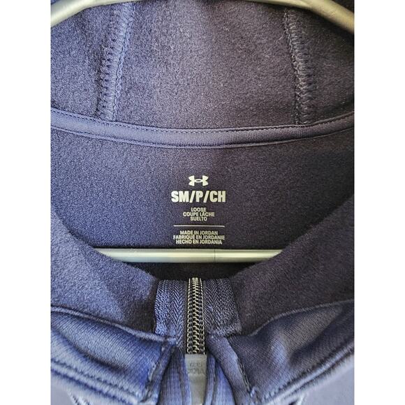 Under Armour Blue High Neck Full Zip Up Hoodie Small Logo Mens Sz Small. - Picture 12 of 16